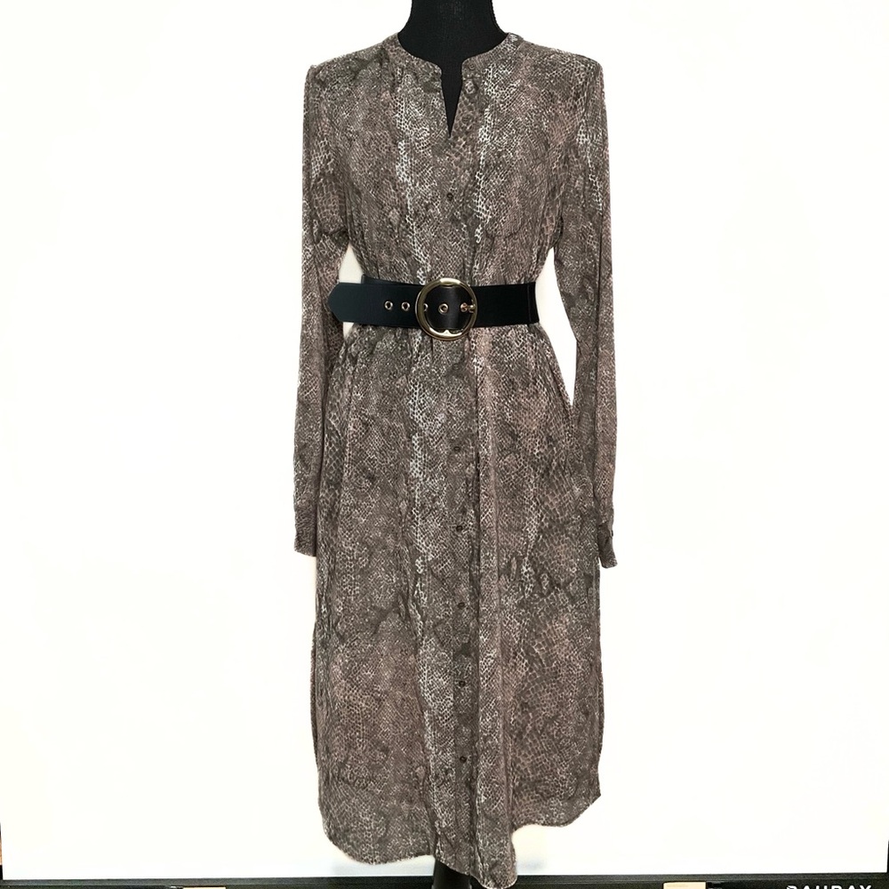 GF Snake Animal Print Semi Sheer Tunic Shirt Dress Womens SZ S Edgy Grunge Chic